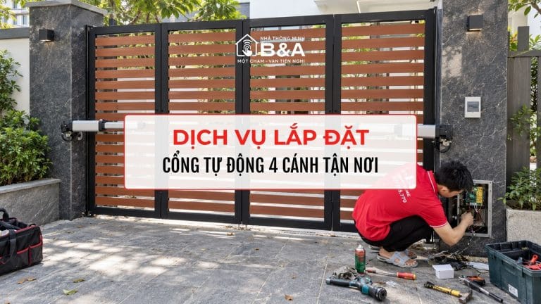 Lắp Đặt Cổng Tự Động 4 Cánh Cho Nhà Phố Biệt Thự Tại Đà Nẵng